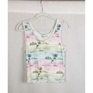 Wildfox Tank Top Womens Large Pastel Palm Tree Tropical Summer Vacation Resort